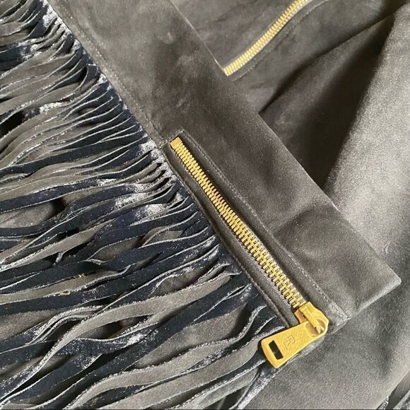 Ralph Lauren Fall ‘16 Runway Collection Black Suede & Velvet Fringed Moto Jacket - Picture 4 of 16